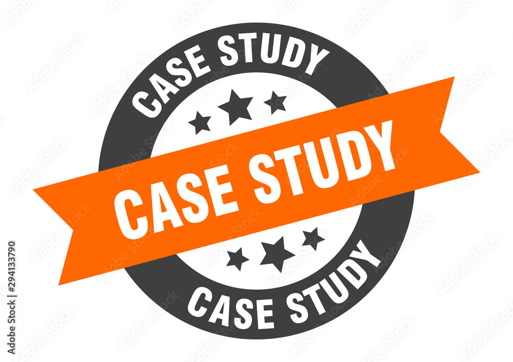 Fototapeta premium case study sign. case study orange-black round ribbon sticker