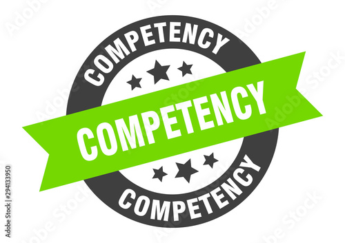 competency sign. competency black-green round ribbon sticker