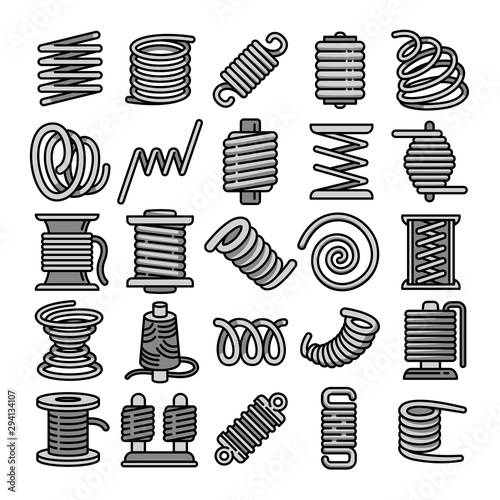 Coil icons set. Outline set of coil vector icons for web design isolated on white background © nsit0108