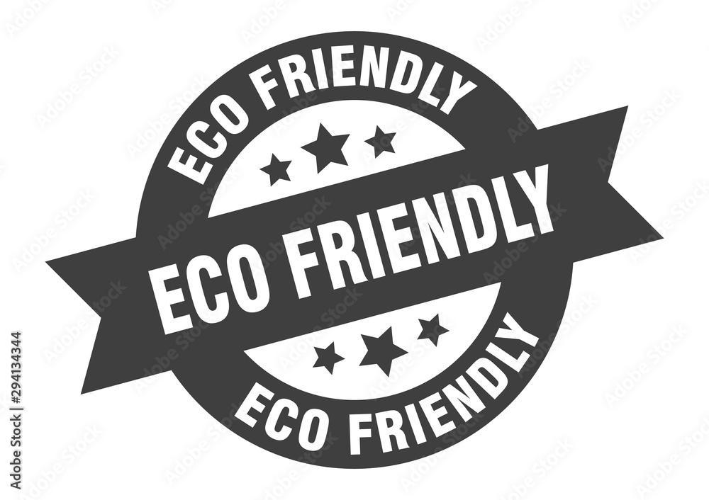 eco friendly sign. eco friendly black round ribbon sticker