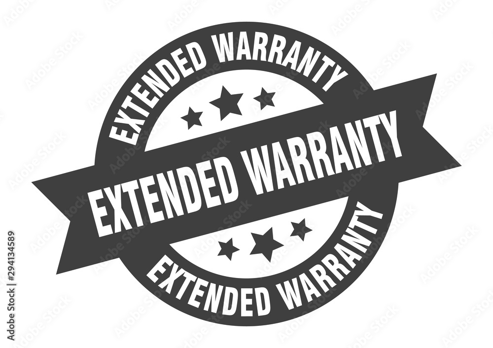 extended warranty sign. extended warranty black round ribbon sticker