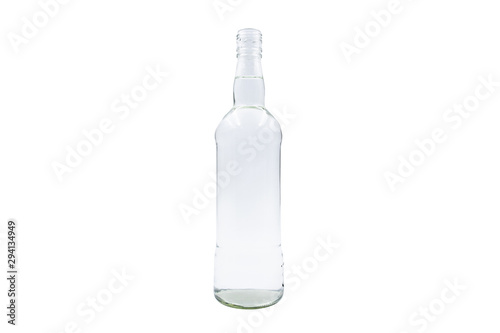 Transparent bottles placed on a white background