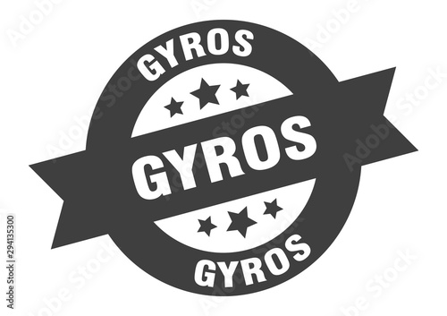 gyros sign. gyros black round ribbon sticker
