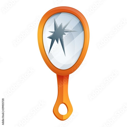 Broken hand mirror icon. Cartoon of broken hand mirror vector icon for web design isolated on white background