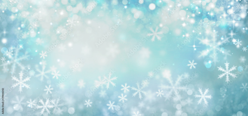 Christmas blue background with snow, holiday illustration