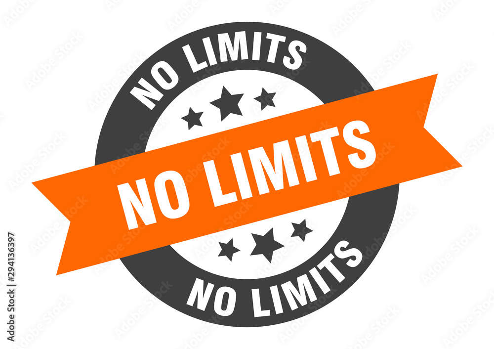 Obraz premium no limits sign. no limits orange-black round ribbon sticker
