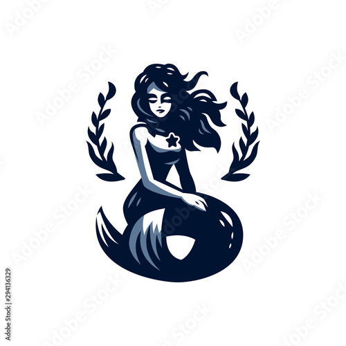 Mermaid with flying hair.