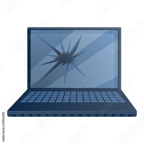 Broken business laptop icon. Cartoon of broken business laptop vector icon for web design isolated on white background