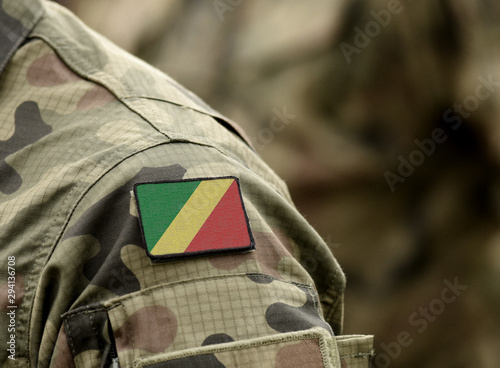 Flag of Congo on military uniform. Army, soldiers,  Africa (collage). photo