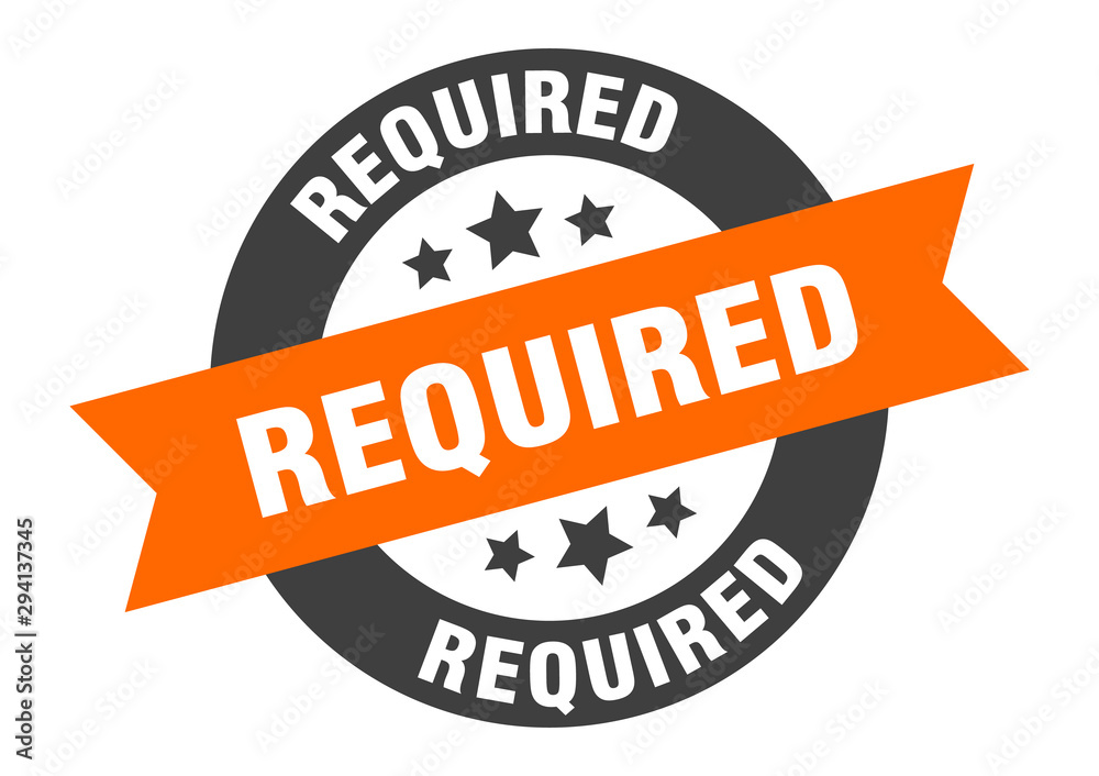 Fototapeta premium required sign. required orange-black round ribbon sticker