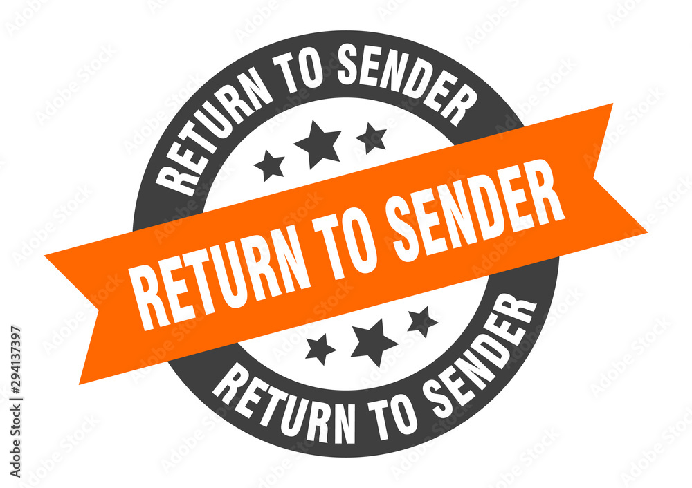 Fototapeta premium return to sender sign. return to sender orange-black round ribbon sticker