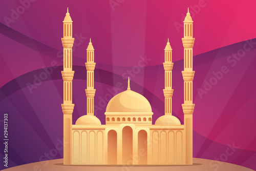 Islamic mosque concept background. Cartoon illustration of islamic mosque vector concept background for web design