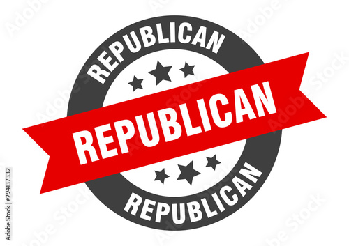 republican sign. republican black-red round ribbon sticker