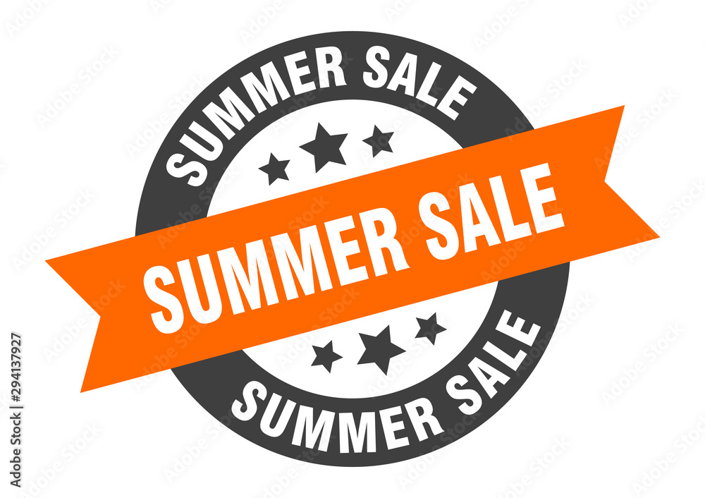 Obraz premium summer sale sign. summer sale orange-black round ribbon sticker