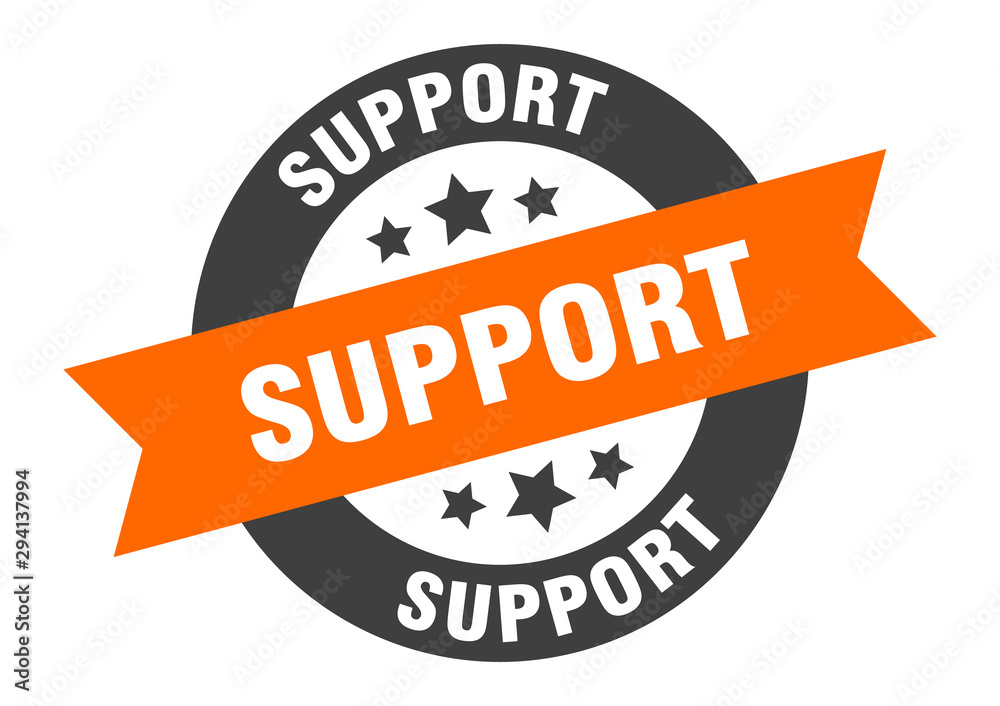 Fototapeta premium support sign. support orange-black round ribbon sticker