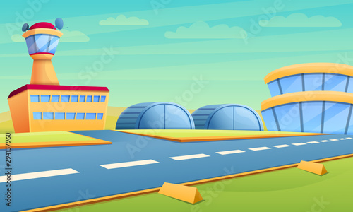 Hangar concept banner. Cartoon illustration of hangar vector concept banner for web design