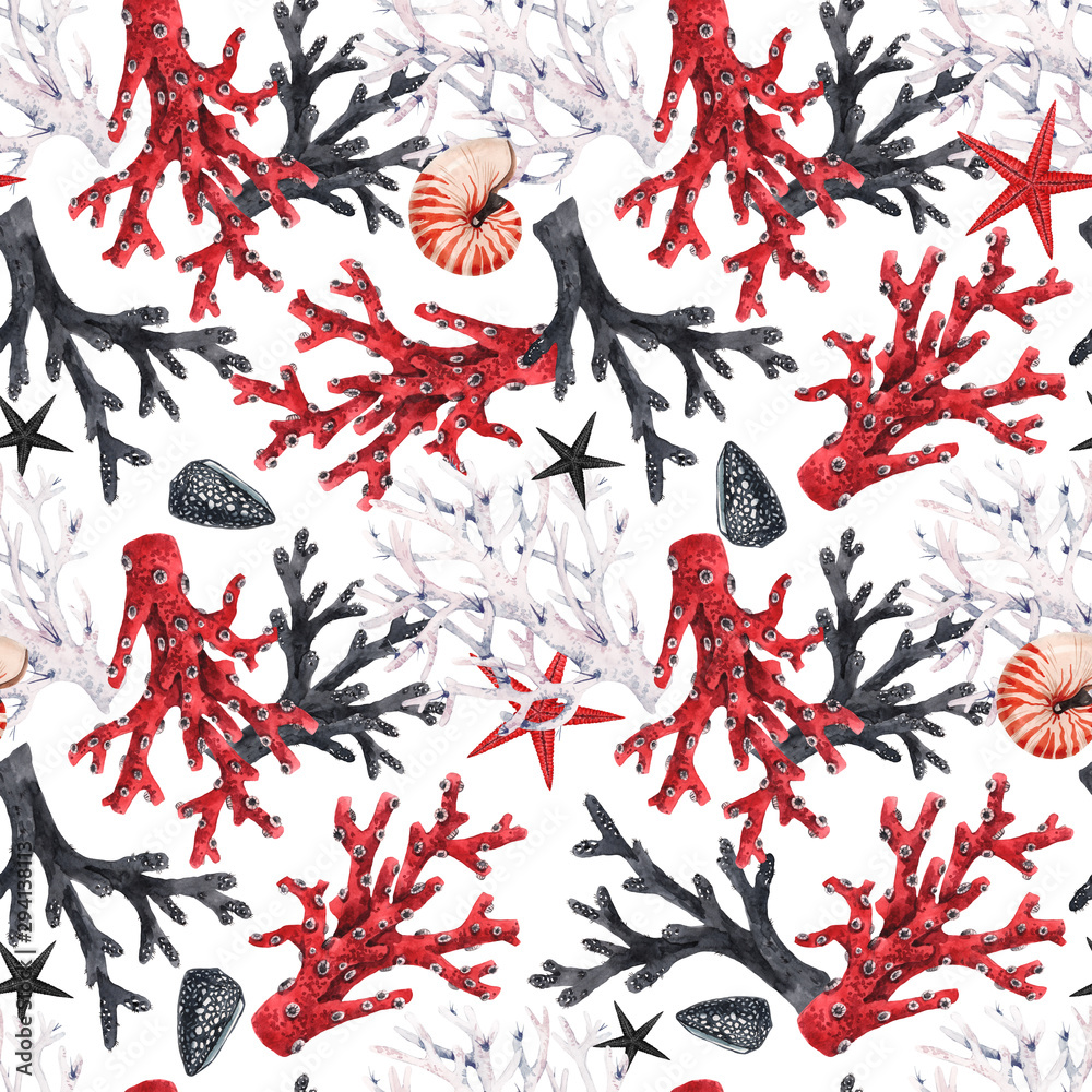 Watercolor sea life pattern Watercolor sea life pattern