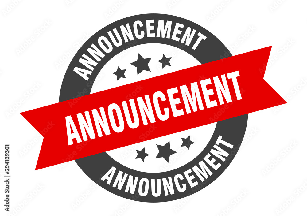 Obraz premium announcement sign. announcement black-red round ribbon sticker