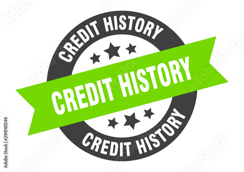 credit history sign. credit history black-green round ribbon sticker
