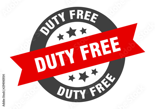 duty free sign. duty free black-red round ribbon sticker