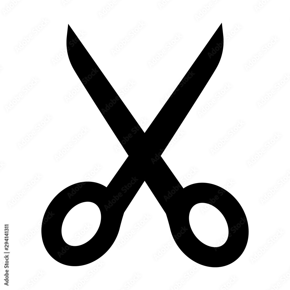 Flat scissors icon isolated on white background. Modern design object Flat scissors icon isolated on white background. Modern design object