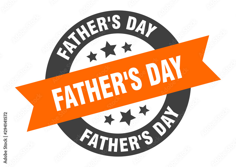 Fototapeta premium father's day sign. father's day orange-black round ribbon sticker