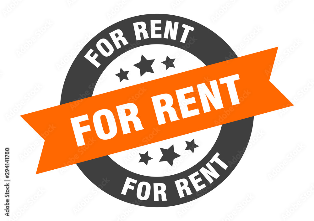 Fototapeta premium for rent sign. for rent orange-black round ribbon sticker