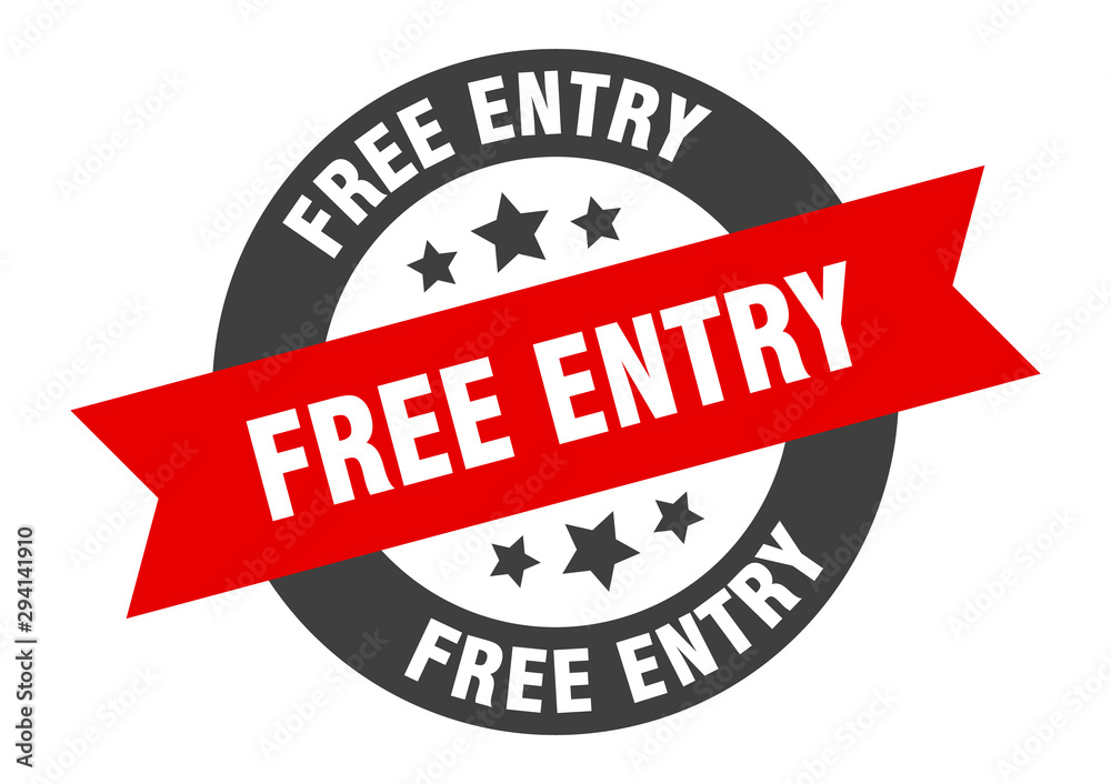 Fototapeta premium free entry sign. free entry black-red round ribbon sticker