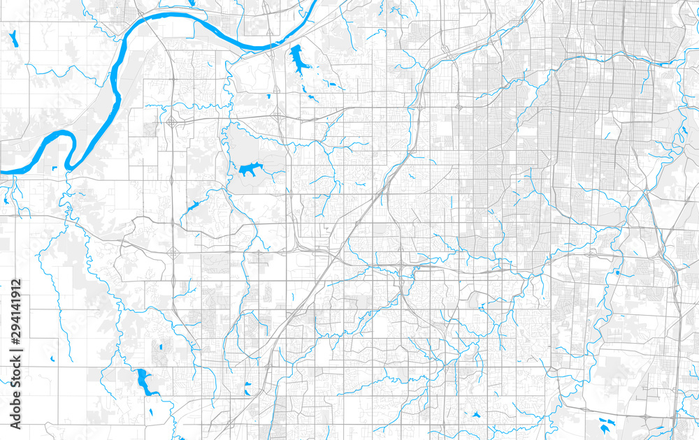 Rich detailed vector map of Lenexa, Kansas, United States of America