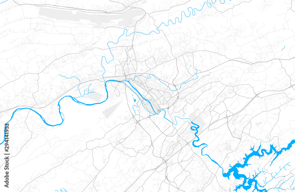 Rich detailed vector map of Kingsport, Tennessee, United States of