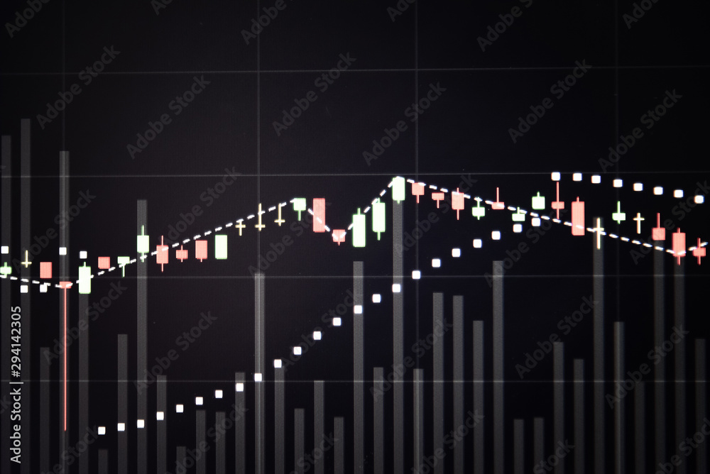 Candle stick graph chart with indicator: Cryptocurrencies graphs trading including of up and down trend with divergent reverse price pattern. Candle stick graph chart with indicator: Cryptocurrencies graphs trading including of up and down trend with divergent reverse price pattern.