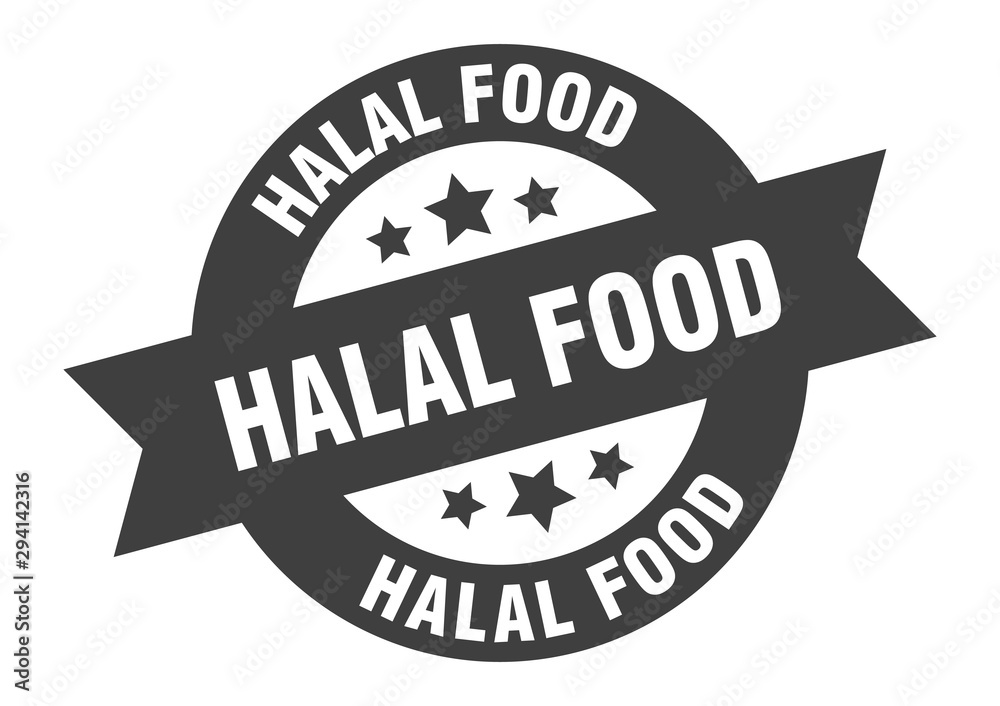 Fototapeta premium halal food sign. halal food black round ribbon sticker