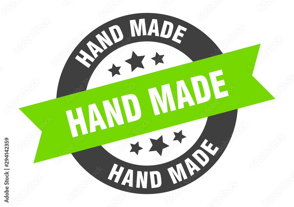 Obraz premium hand made sign. hand made black-green round ribbon sticker