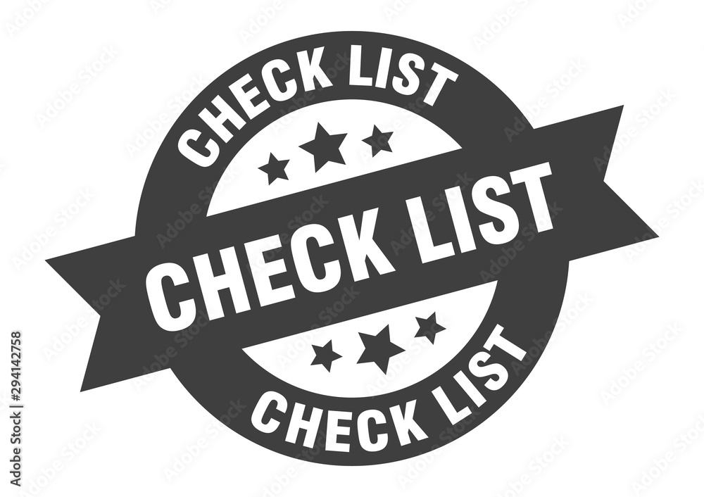 check list sign. check list black round ribbon sticker check list sign. check list black round ribbon sticker