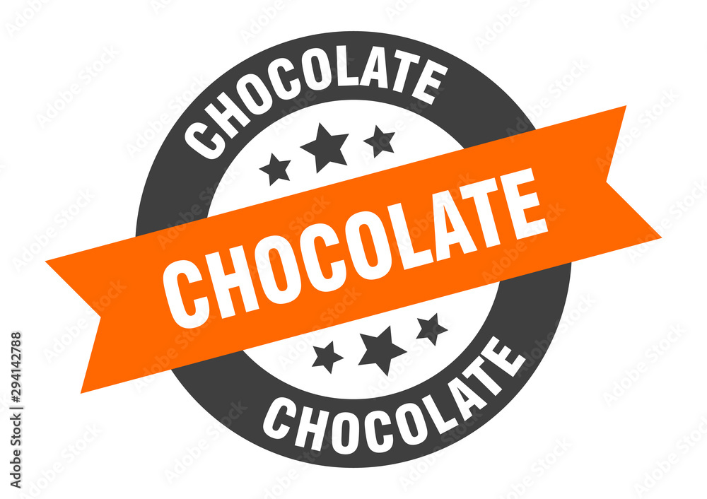 Fototapeta premium chocolate sign. chocolate orange-black round ribbon sticker