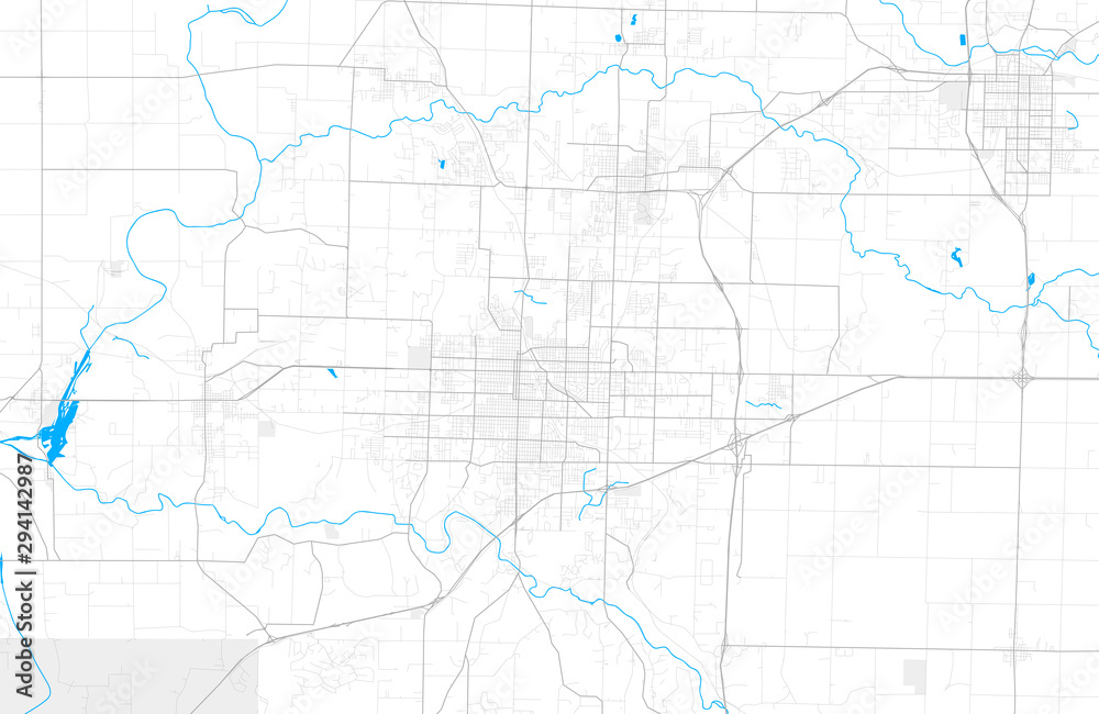 Rich detailed vector map of Joplin, Missouri, United States of America