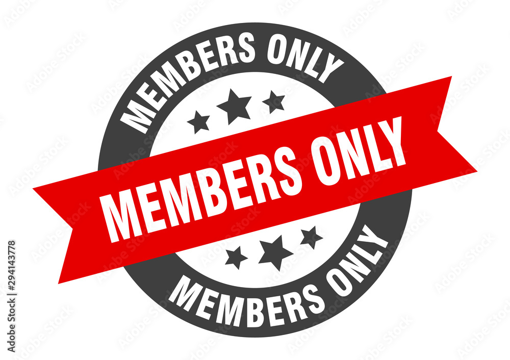 Fototapeta premium members only sign. members only black-red round ribbon sticker
