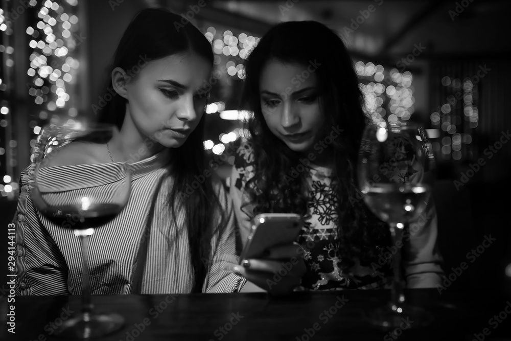 The girl in the evening in a cafe The girl in the evening in a cafe
