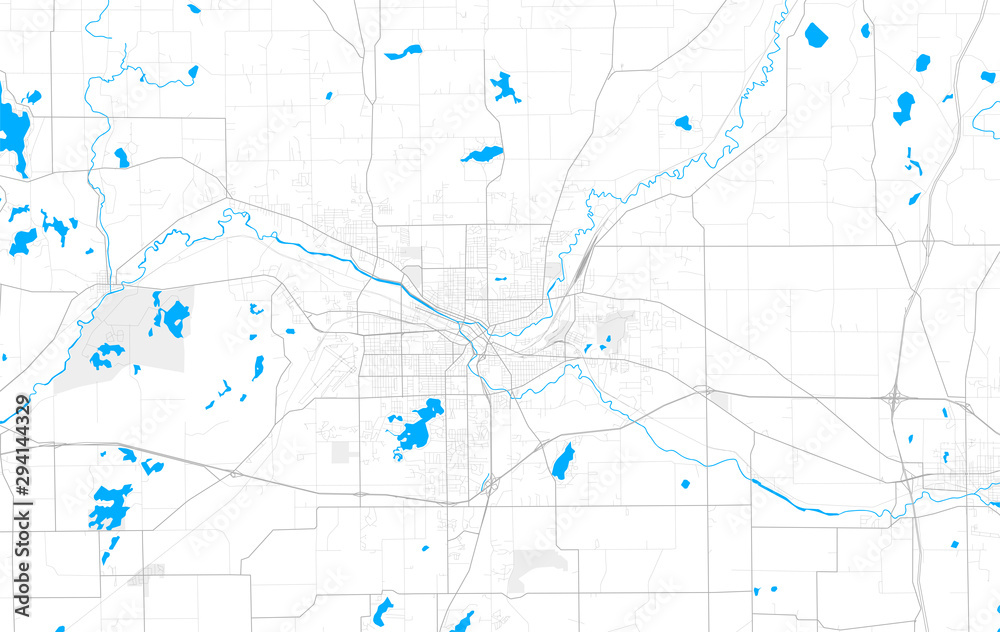 Fototapeta Bogata szczegółowa mapa wektorowa Battle Creek, Michigan, Stany Zjednoczone Ameryki