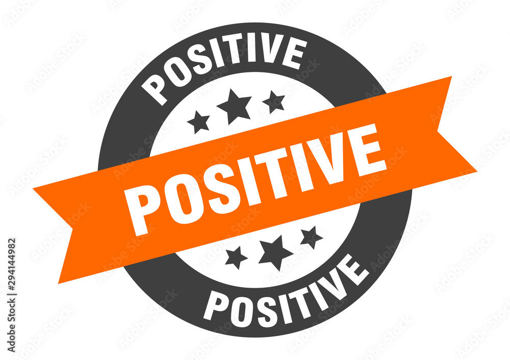 Obraz premium positive sign. positive orange-black round ribbon sticker