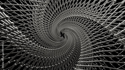 3d abstract background with atom array structure. Repetitive lattice structure.