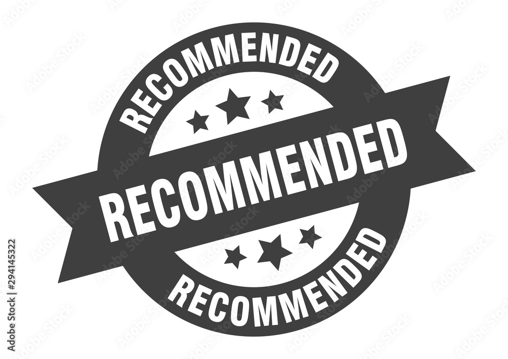 Obraz premium recommended sign. recommended black round ribbon sticker
