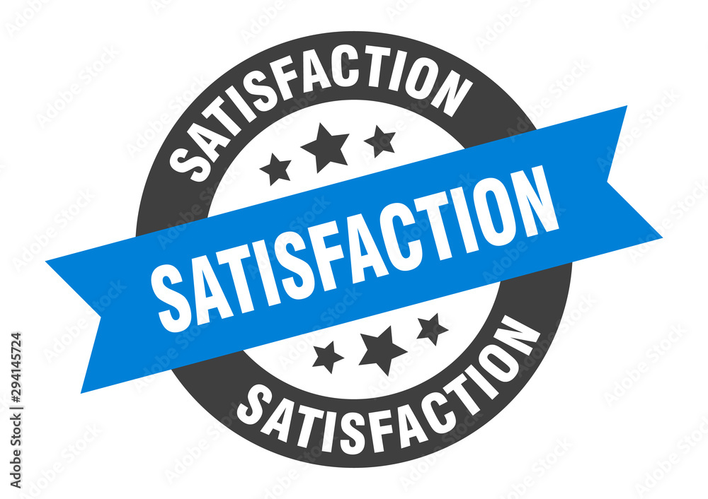 Fototapeta premium satisfaction sign. satisfaction blue-black round ribbon sticker