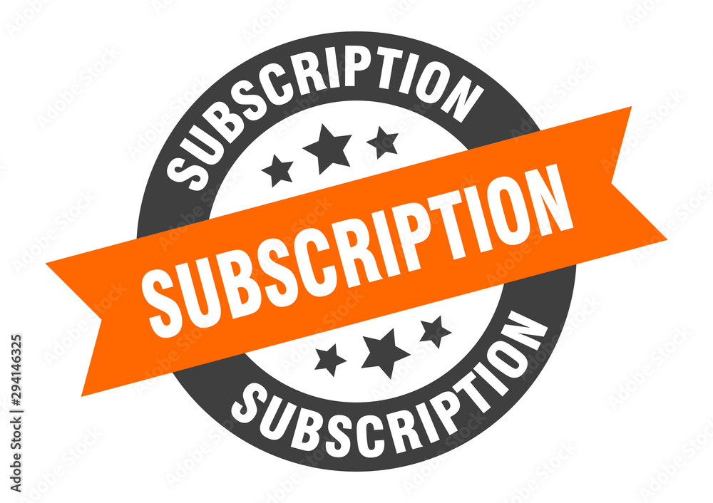 Fototapeta premium subscription sign. subscription orange-black round ribbon sticker