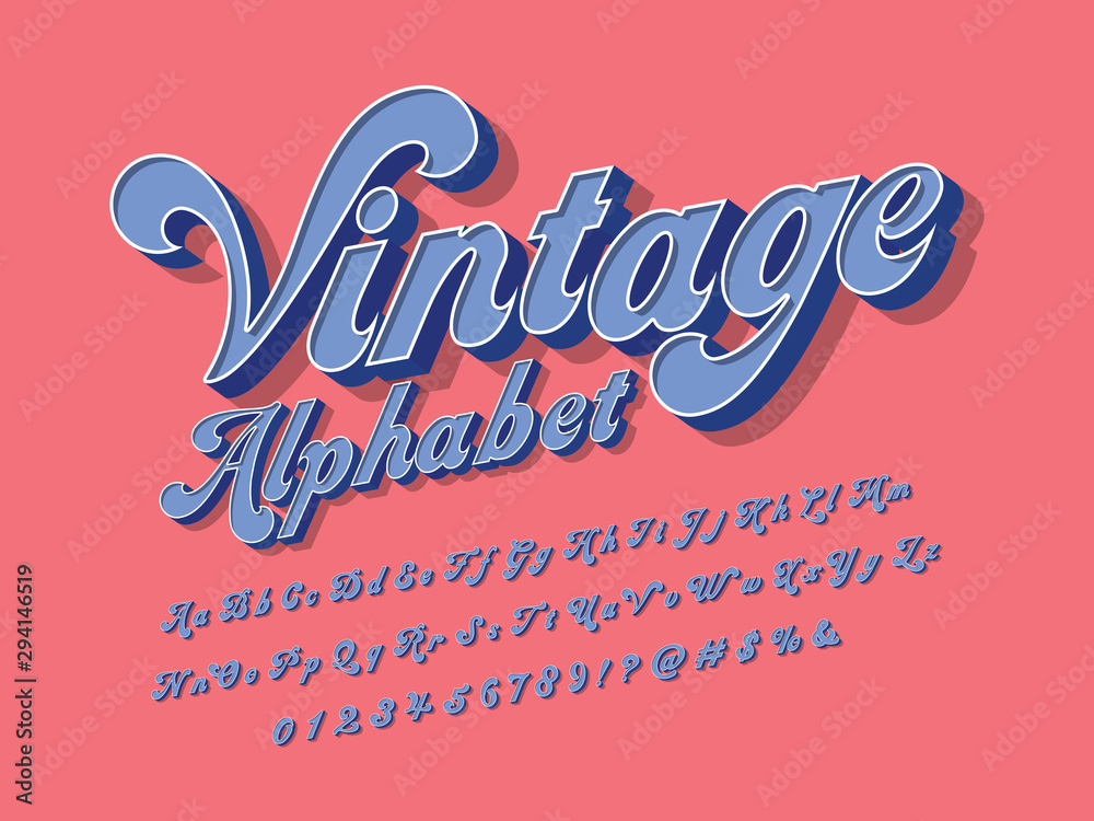 Vector of groovy hippie style alphabet design - obrazy, fototapety, plakaty 