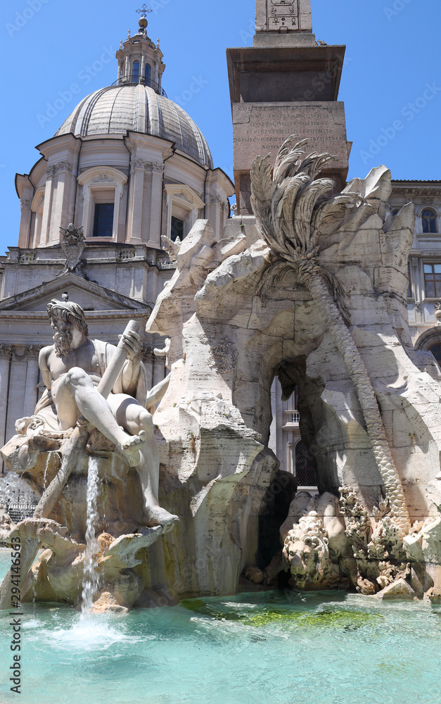 Rome: The Fountain of the Four Rivers  in the Piazza Navona