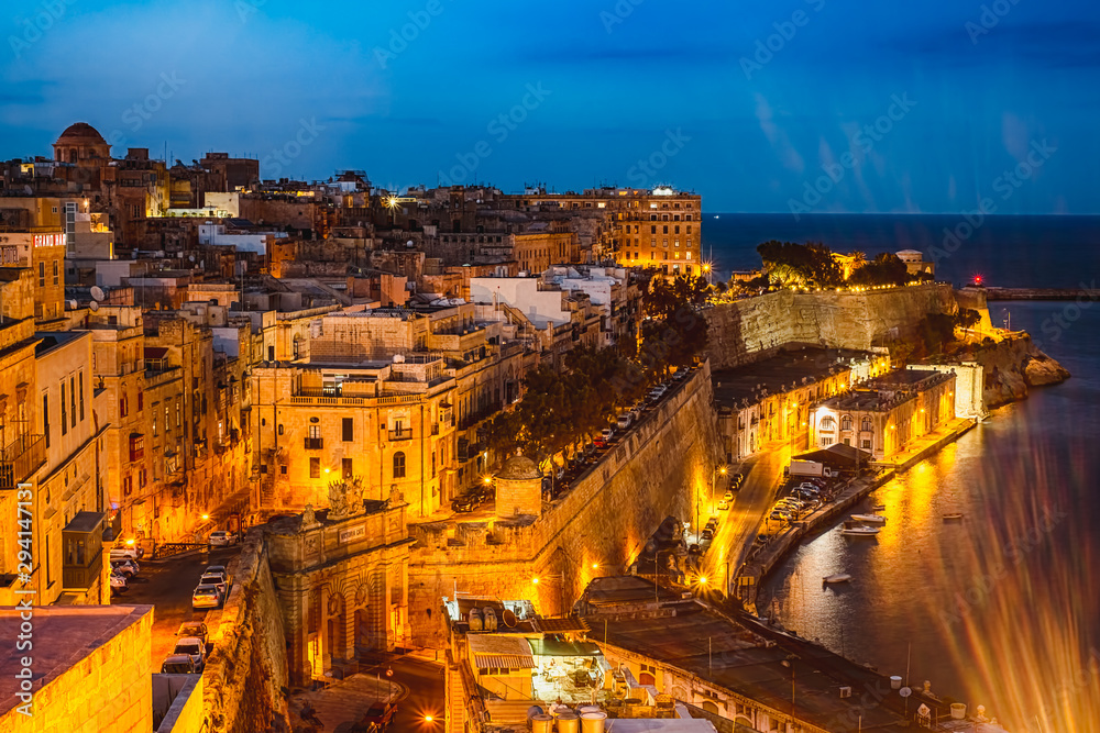 Valletta city in night, Malta