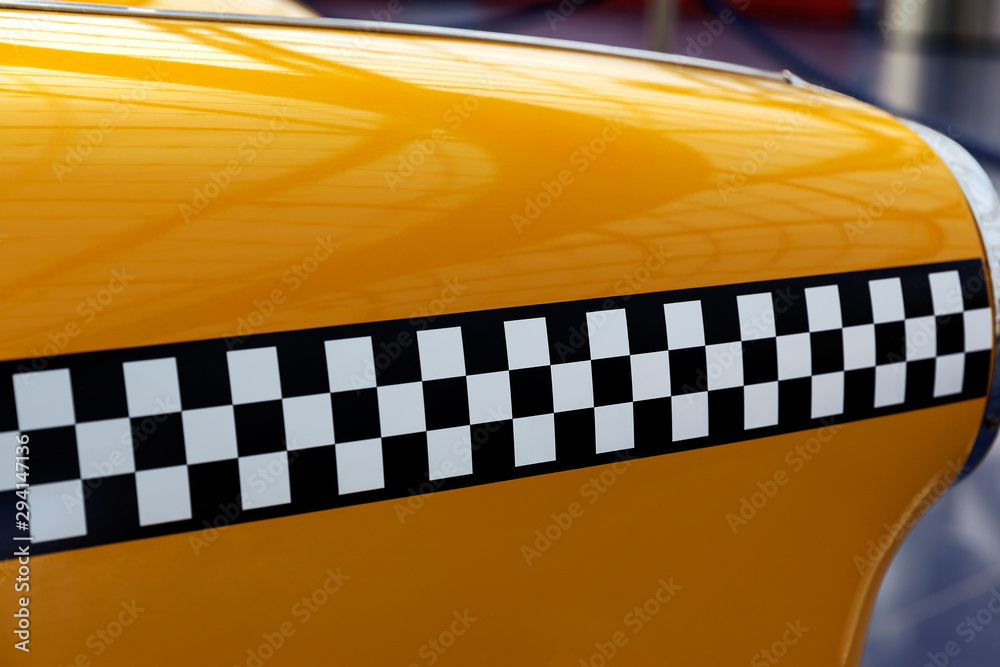 checker pattern of an retro taxi auto