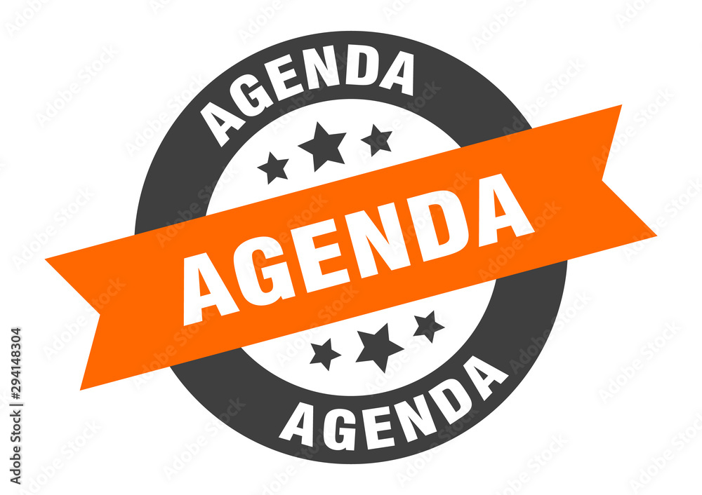 Obraz premium agenda sign. agenda orange-black round ribbon sticker