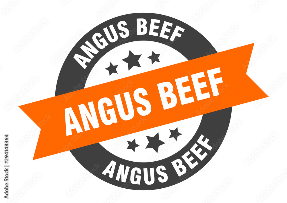 Fototapeta premium angus beef sign. angus beef orange-black round ribbon sticker